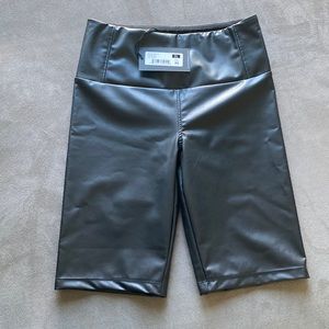 Vegan leather biker shorts